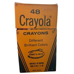 Vintage Crayola 48-Count Non-Toxic Crayons Box 1980s MOSTLY NEW see pictures
